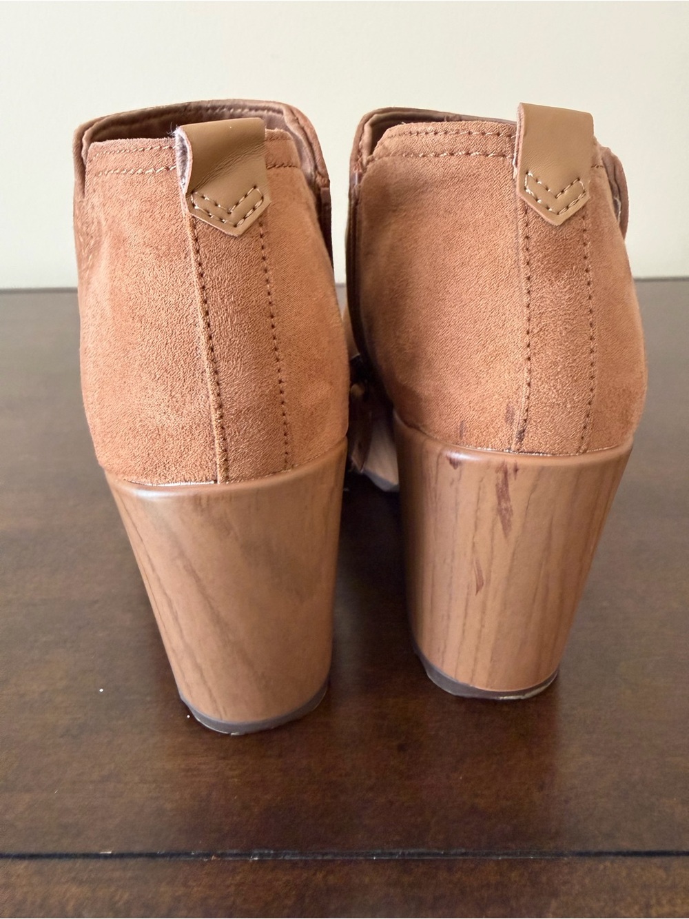 Dr. Scholl's Tan Suede Platform Block Heel Ankle Boots